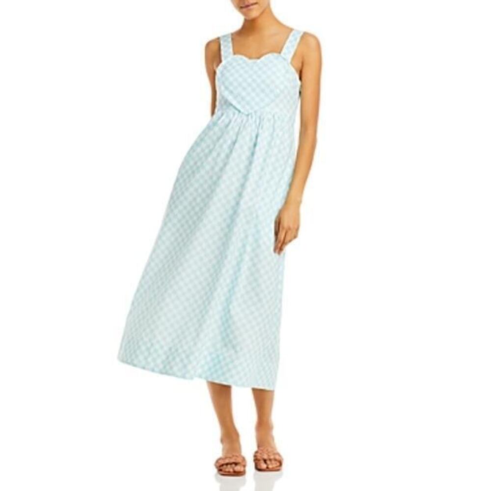 Kerri Rosenthal Emma Heart Print Midi Dress Surf Size XS 1087